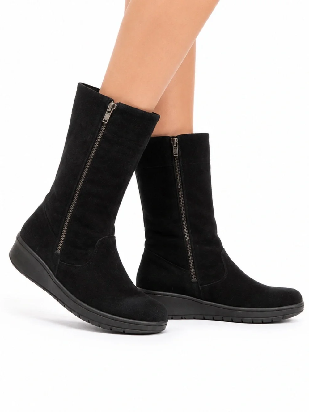 Born Black Suede Brandenburg Stretch Panel Tall Boots Women’s Size 7